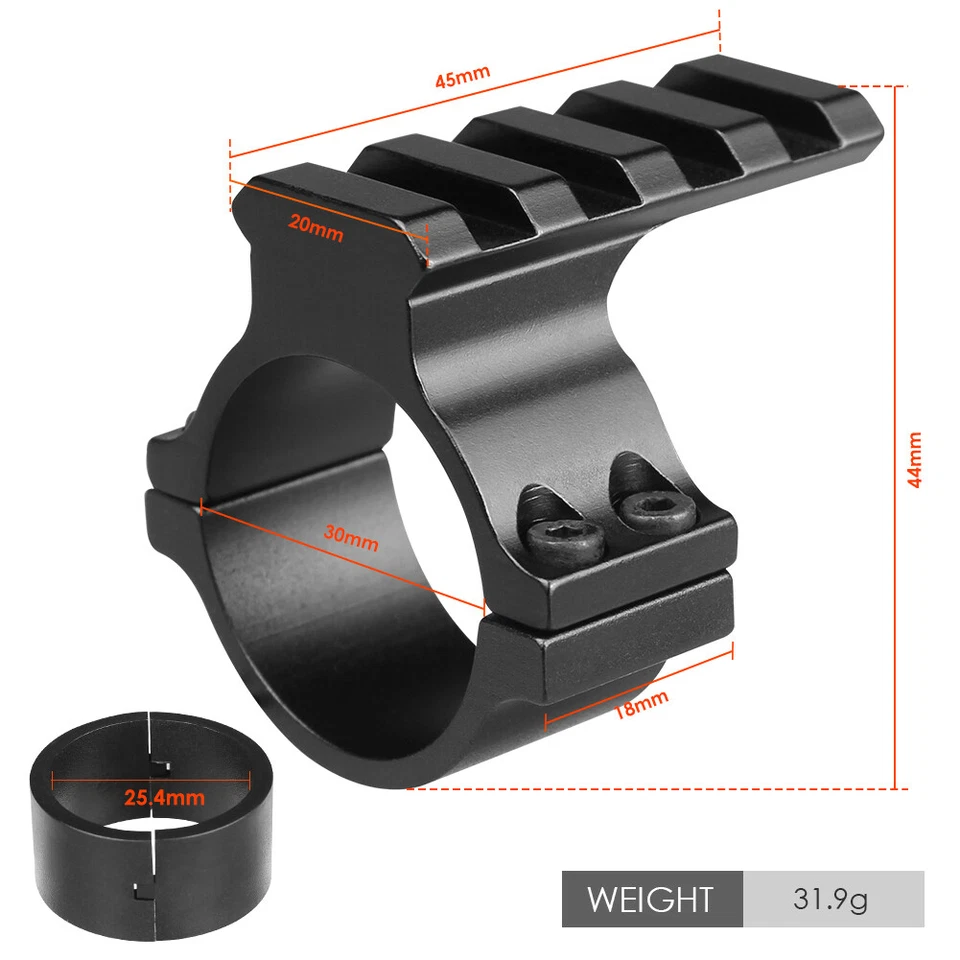 Anel de mira telescópica tática 25,4 mm/30 mm anel 20 mm trilho Picatinny - Imagem 2 de 4