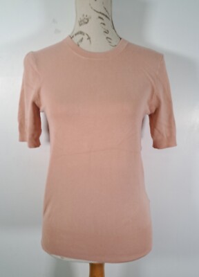 ZARA rosa Strickpullover gold Druckknopf hinten Rundhals halbarm neu mit Etikett Größe Medium
