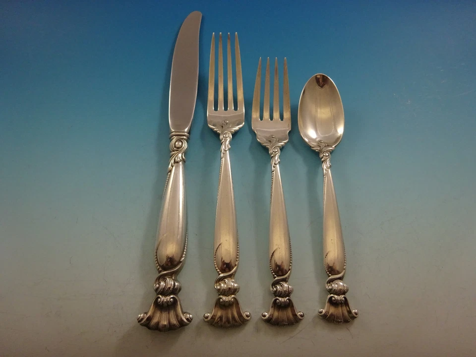 Набор столовых приборов Romance of the Sea от Wallace из чистого серебра 12 сервировок 51 шт. - Изображение 2 из 4