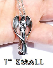 ANGEL WING MEMORIAL CREMATION ASHES 1" Pendant 22" 925 Sterling Silver Necklace