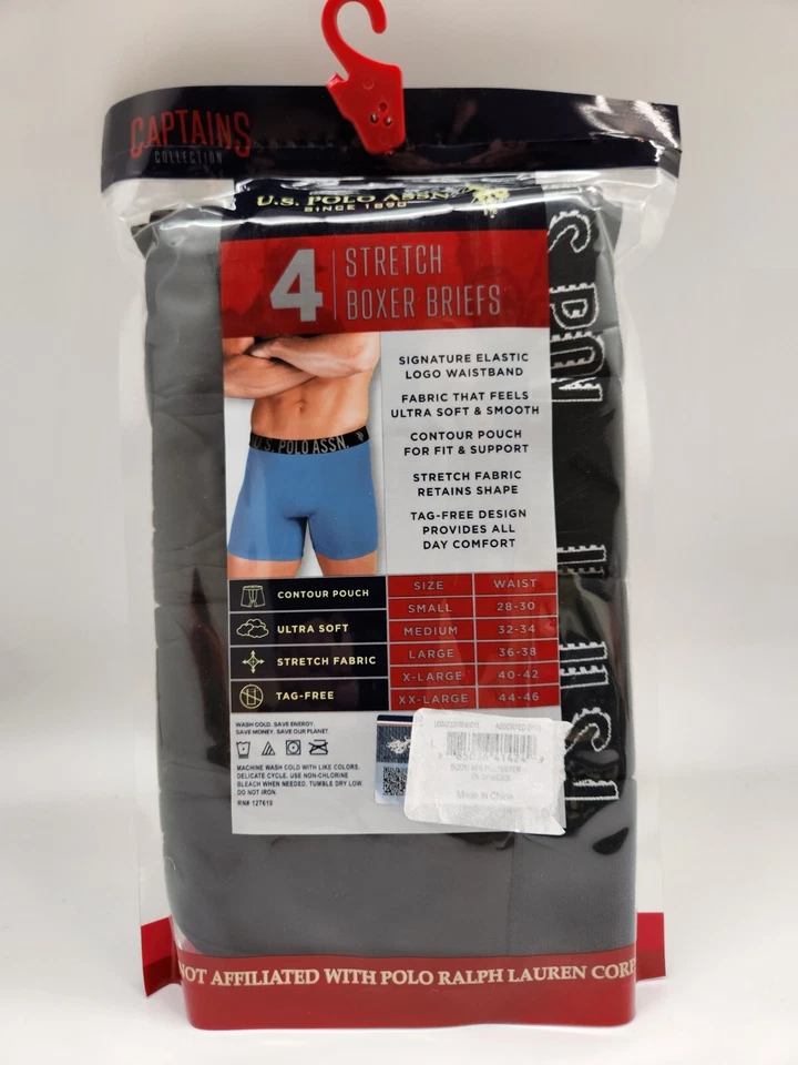 США POLO ASSN 4Pk эластичной логотип мягкий микрофибры трусы-боксеры мужские M L XL ассортимент - Изображение 2 из 2