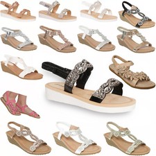 Womens Ladies Sandals Sling Back Gladiator Mid Low Wedge Summer Beach Shoes Size