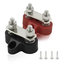2Pcs Dual Stud Battery Junction Post, 1/4 Inch Bus Bar Terminal Block, M6 Power