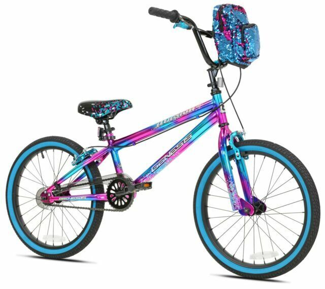 Genesis 92085 Illusion Girls Bmx Bike With Sequin Front Bag Purple 20