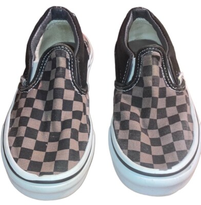 Vans Classic Slip On Black Brown Checkerboard Youth Kid Shoe