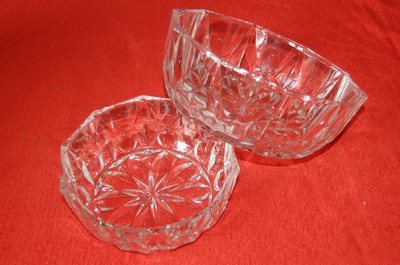 Ancien Saladier En Verre Rayé - Occasion, Marques D'usure, Décoration Vintage