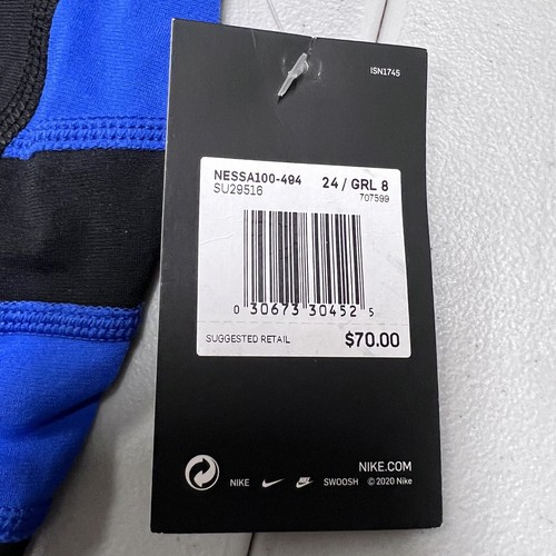 NEW! $70 Nike Hydrastrong Swimsuit GIRLS SIZE 8 Black/Blue NESSA100-494 - Picture 6 of 6