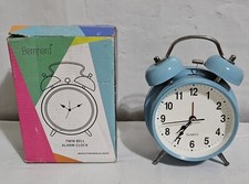 Bernhard Analog Alarm Clock Twin Bell Blue Metal New