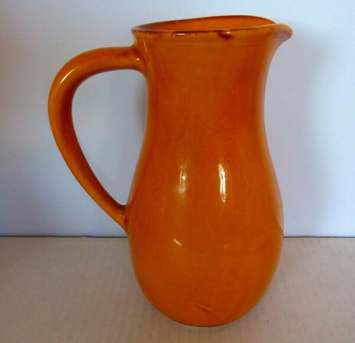 Vintage Stoneware Pottery Gold Glaze Milk or Syrup Pitcher 7