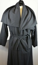 Maria Calderara Women's Shawl Collar Coat Size 2 Belted Black Career Cotton Blnd