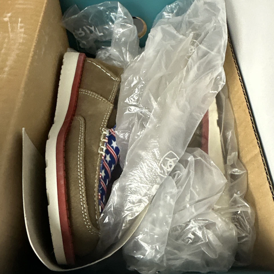 Ariat Cruiser Kid's Size 13 Medium Slip On Shoes Tan Suede / Stars & Stripes - Image 3 of 4