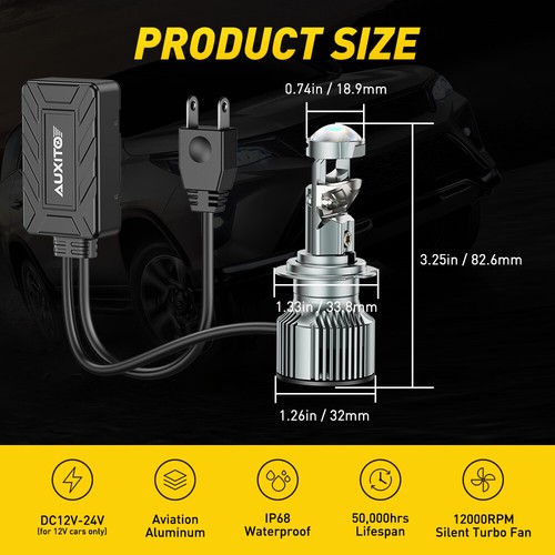 2*AUXITO H7 LED Headlight Bulbs High or Low Beam 40000LM Super Bright Y19 Series - Foto 8 di 14
