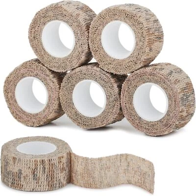 TREAFUL Camo Wrap Tape 6 Roll，1 In X 14.8 Ft Self-Adhesive Camouflage Bandage Stretch