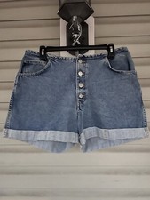 Gitano VTG Womens Jean Shorts Button Fly High Rise Medium Wash Cuffed 14/31 Y2K