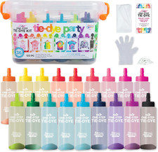 One-Step Tie-Dye Party, 18 Pre-Filled Bottles, Creative Group Activity, All-In-1