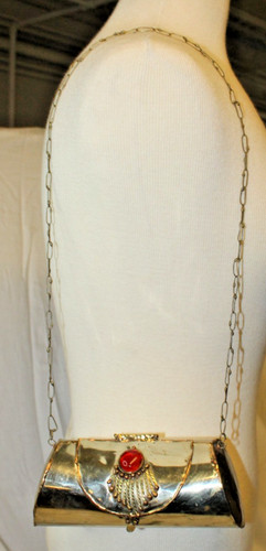 Princess Marcella Borghese Gold Tone 7.25" Length Metal Purse Compact