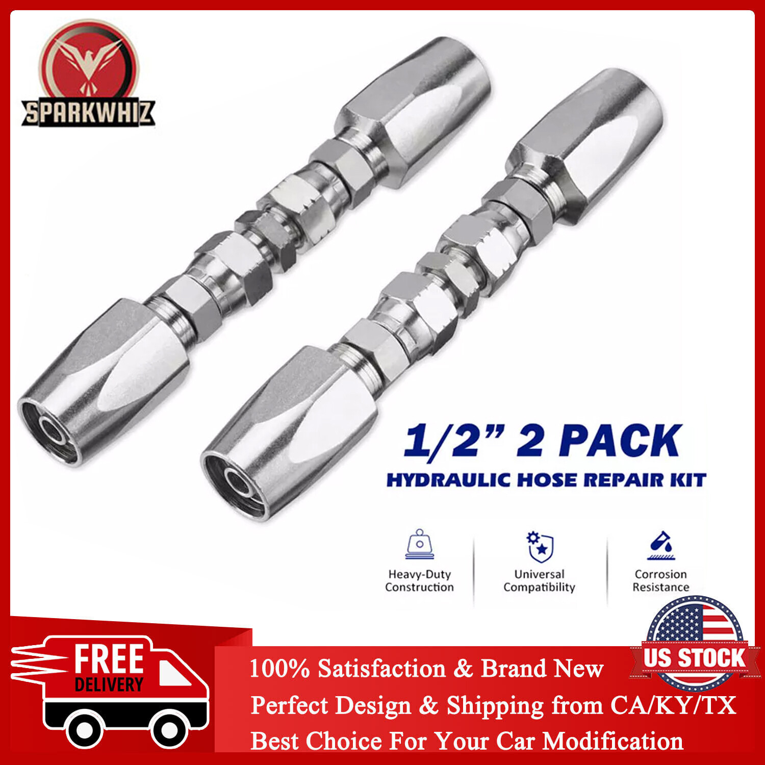 Hydraulic Hose Repair Kit 1/2 ID For R2, R16, R17, R19 2-Wire Hydraulic Hoses US