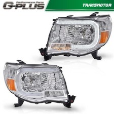 Fit For Toyota Tacoma 2005-2011 Led Drl Tube Chrome Headlights Headlamps Pair Fit For Toyota Tacoma 2005-2011 Led Drl Tube Chrome Headlights Headlamps Pair
