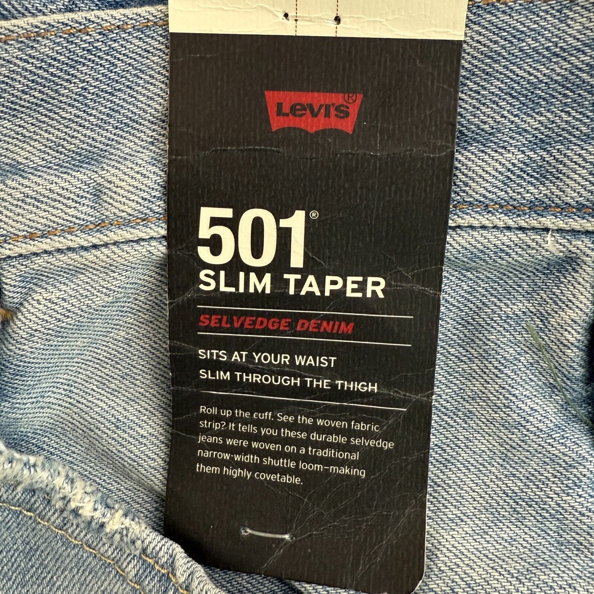Levi's Premium Men 501 Slim Taper Fit Selvedge Destructed Jeans