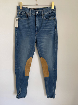 POLO RALPH LAUREN Willows Wash Equestrian Jeans in Medium Indigo Size 28 NWT