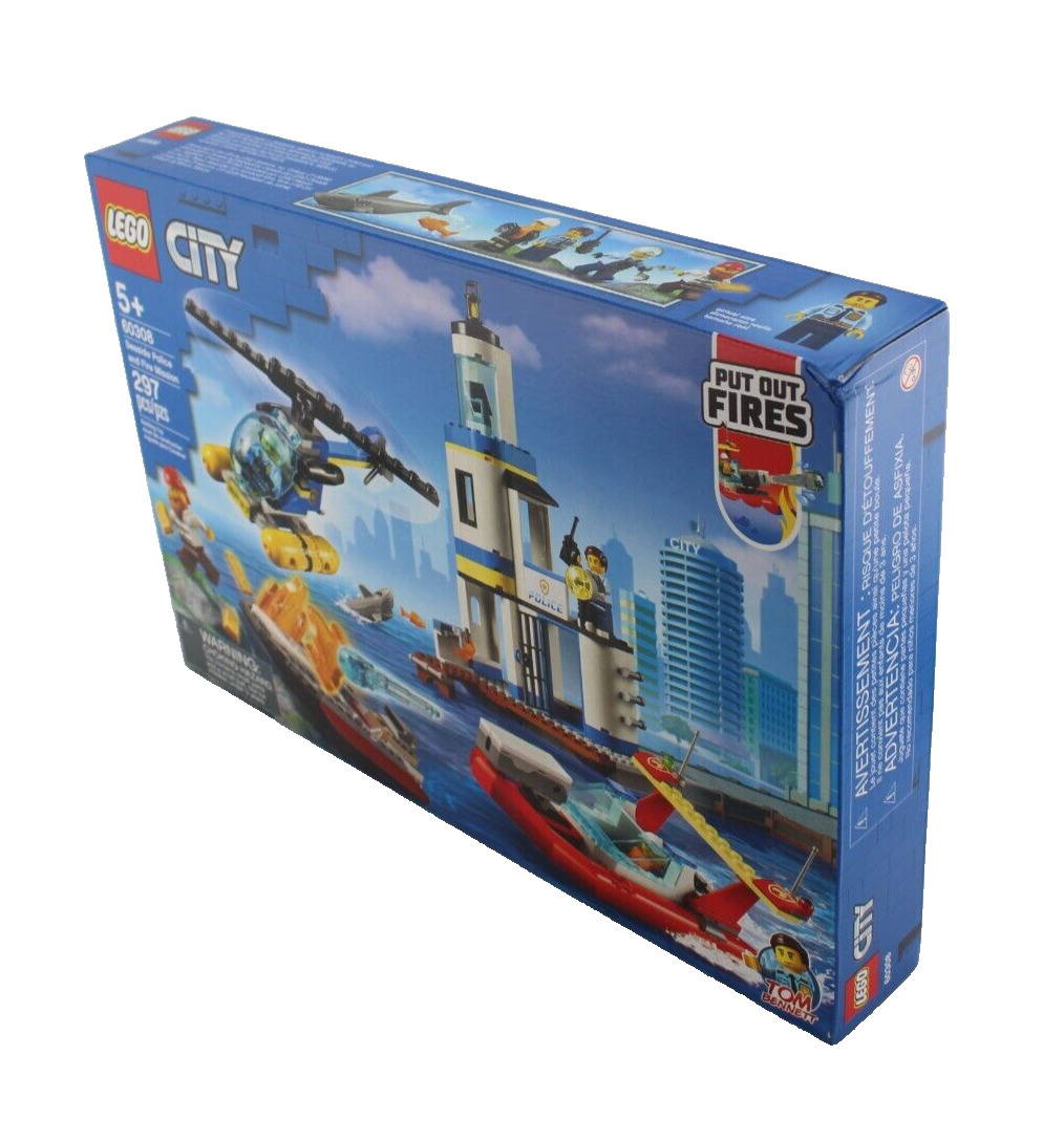 New LEGO City Adventures 297 Pcs Seaside Police & Fire Building Toy 60308