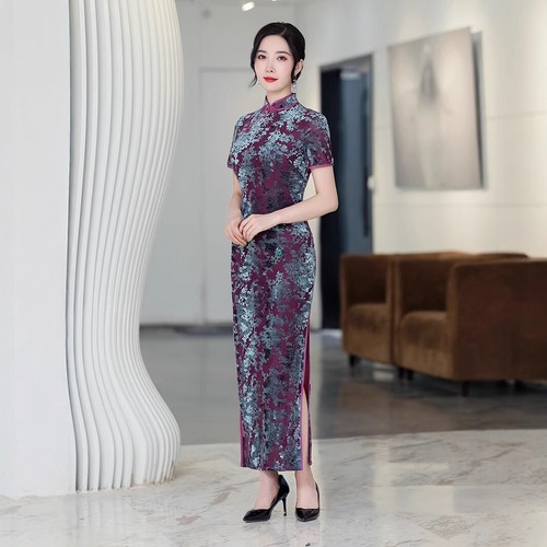 Cheongsam Dress for Women Vintage Chinese Qipao Traditional Velvet Size 4-14 New - Picture 28 of 46