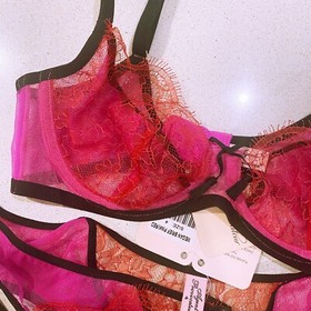 Agent Provocateur Megan Pink Bra 34B & Brief Sz 4 / UK 12 Set