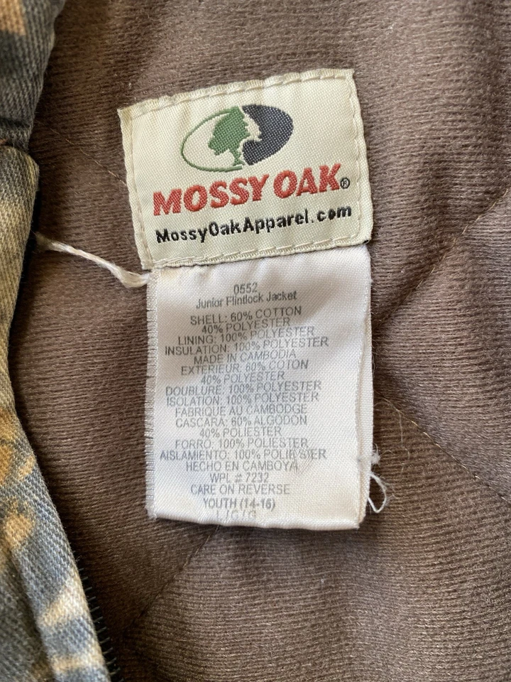 Chaqueta con Capucha Mossy Oak Camuflada Cremallera Juvenil Talla Grande (14-16) Caza Exterior Foto 3 de 4