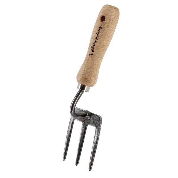 Pflanzgabel (Karbonstahl) Mit Holzgriff - 3 Zinken | Blumengabel, Unkrautgabel-image
