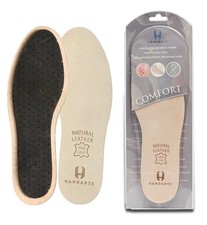 LARGE Leather Sockless Shoe Insoles Trimmable Anti Odor Men 8-12 Women 10.5-14