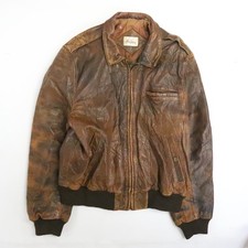 Vintage Adam Spencer Leather Bomber Jacket Size 42 Brown