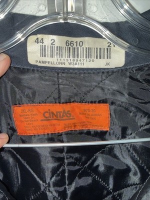 Cintas Work Jacket   Navy Blue   2XL Regular   Quilted Lining   Prevost Patch
