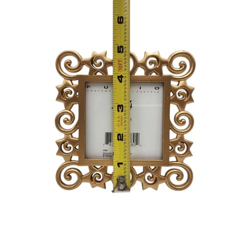 VTG Furio Contemporary Casuals 1990s Y2K Matte Gold Stars Swirls 3x3 Photo Frame - Picture 2 of 7