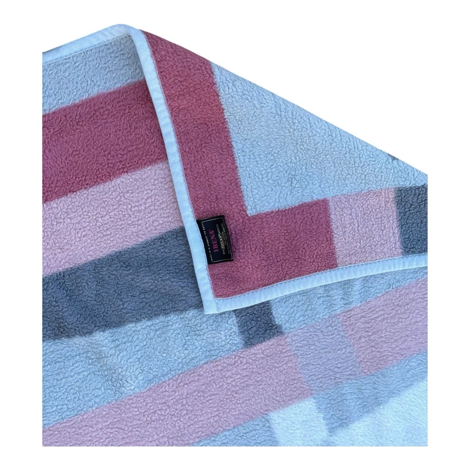 Vintage Cannon Ibena Throw Blanket Reversible Geometric Pink Gray 52x74 Modern - Image 2 of 3
