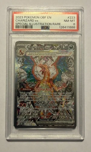 2023 POKEMON OBSIDIAN FLAMES #223 CHARIZARD ex SPECIAL ILLUSTRATION RARE PSA 8