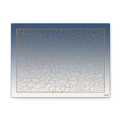 Original Abstract Artwork Light Blue Gradient Gold Leaf pattern Matte Canvas