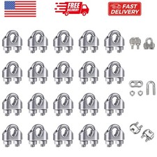 20PCS 1/8 Inches M3 Stainless Steel Wire Rope Cable Clip Clamp