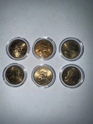 Sacagawea 2000 D One Dollar US Liberty Gold Coin Set of 6