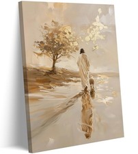 Jesus and Lamb Canvas Wall Art Jesus Leaves the 99 Sheep Painting Picture Wal...