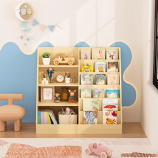 Kids Bookshelf and Toy Storage Organizer 4 Tier Wooden Kids Bookcase Stand