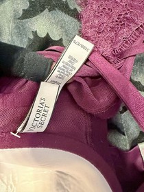 Victoria's Secret Burgundy Lace Front Close Racerback Push Up Bra 34DD & Panty M