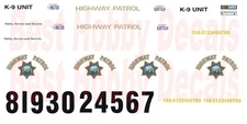 California Highway Patrol 1/64th HO Scale Slot Car Waterslide Decals Police