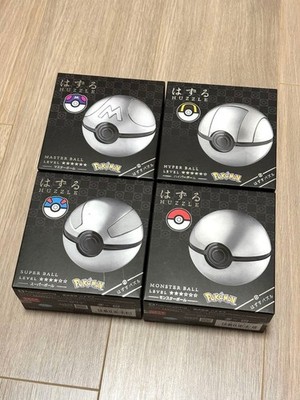 Complete set of 4 Huzzle HANAYAMA Pokemon Monster Super Hyper Master Ball Puzzle