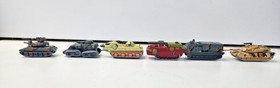6 MICRO MACHINES MICROMACHINES ARMY MILITARY TANKS AND TRUCKS GALOOB 1980'S