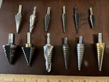 Lot of 12 Step Drill Bits 1/8" to 1 3/8" in Steel (Unibit Style)