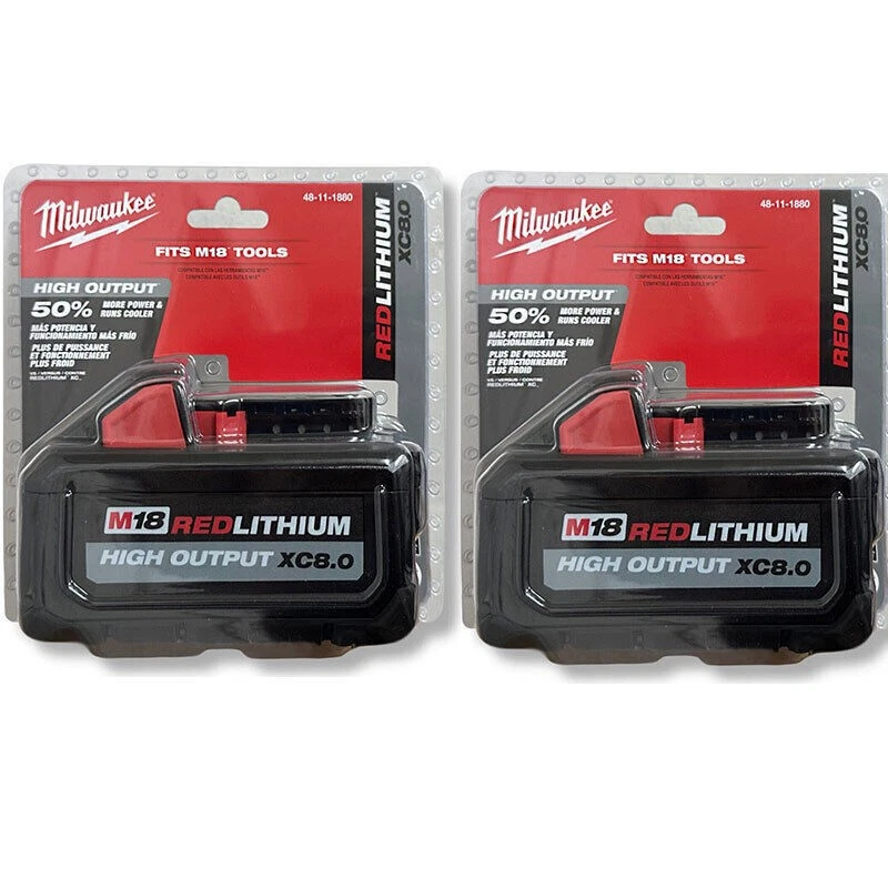 2PCS Milwauke M18 48-11-1880 8.0 AH Battery 18V XC High Output NEW