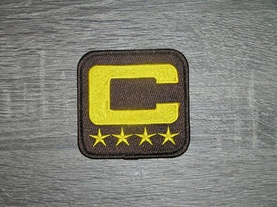 Brown C Captains 4 Star Gold (Gold C) Embroidered Iron On Patch 3'' x 3''