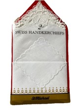 VINTAGE 2 BESTICKTE TASCHENT&Uuml;CHER BRAUT Schweizer Spitze Brautmutter