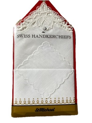VINTAGE 2 BESTICKTE TASCHENTÜCHER BRAUT Schweizer Spitze 