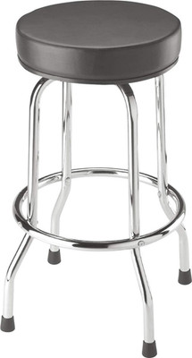 Torin Swivel Bar Stool: Padded Garage/Shop Seat with Chrome Plated Legs, Black